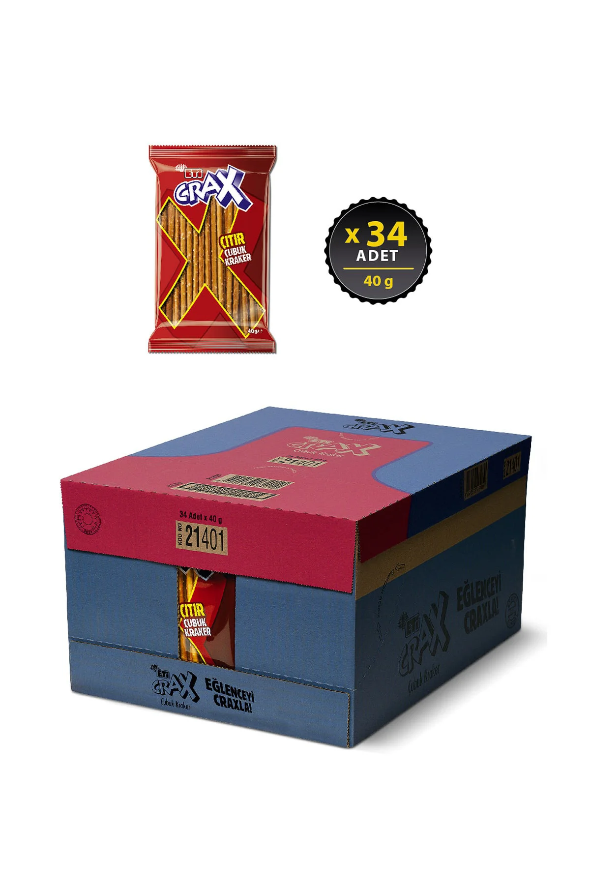 Crax Sade Çubuk Kraker 40 g x 34 Adet