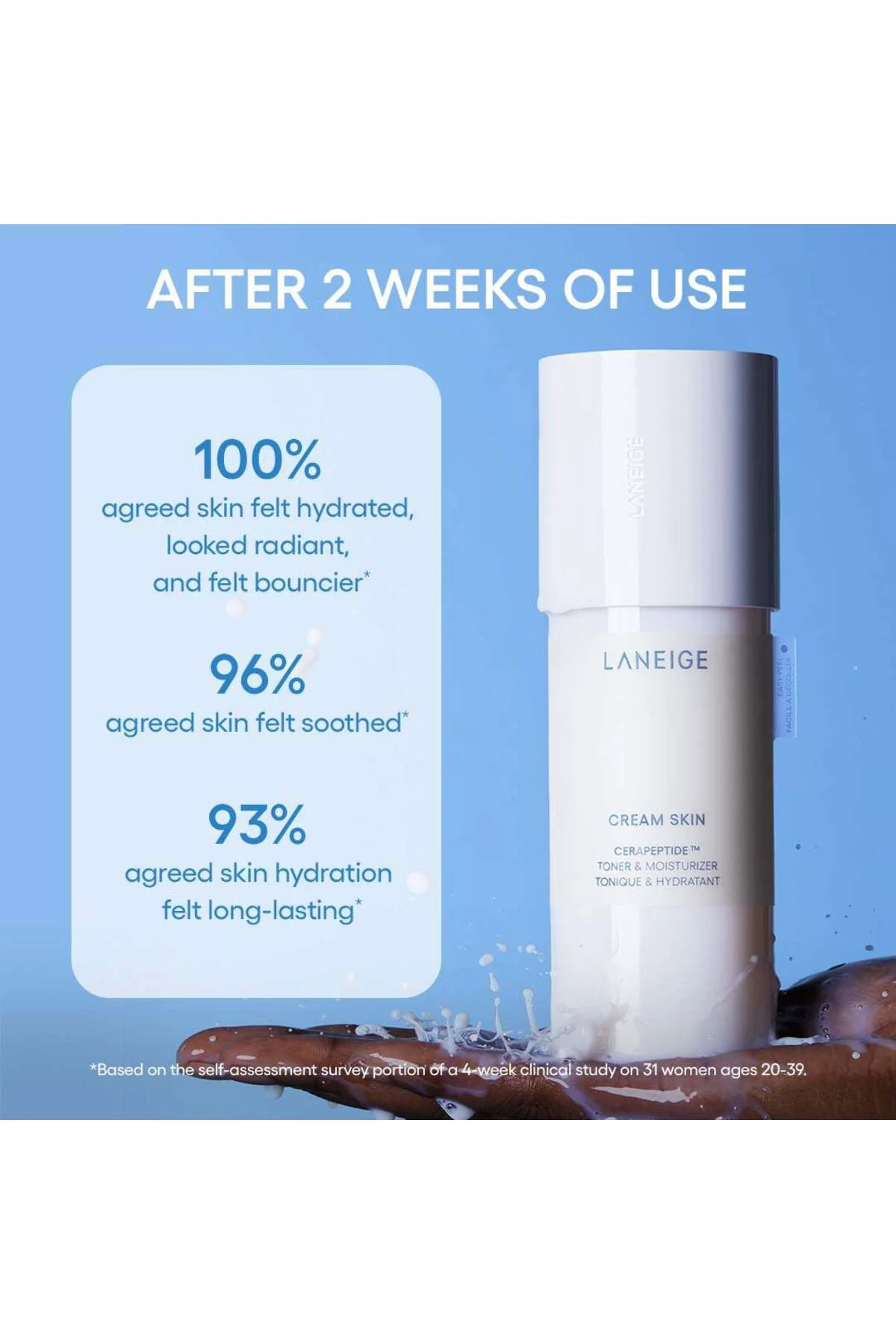 Cream Skin Refillable Toner & Moisturizer with Ceramides and Pept