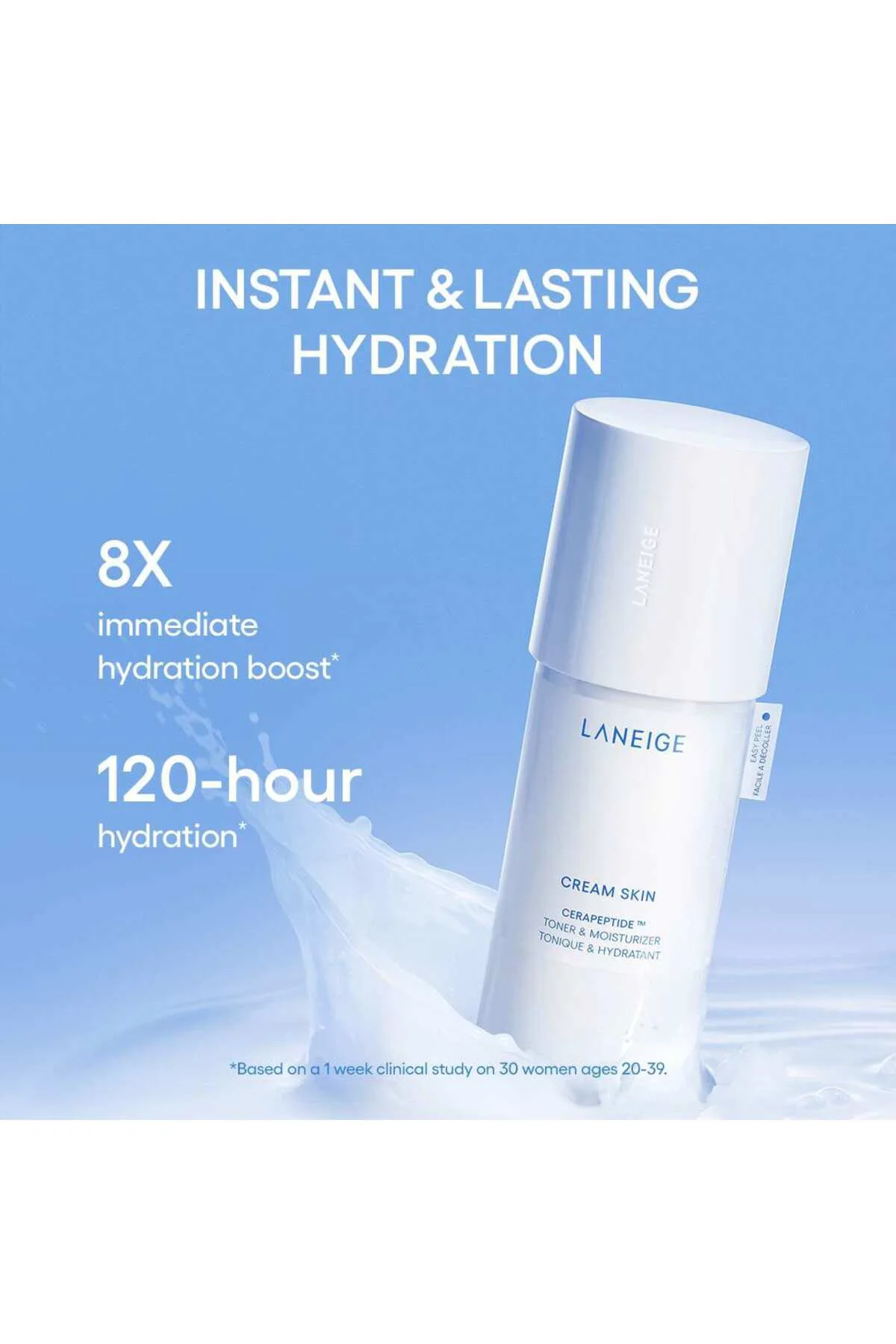 Cream Skin Refillable Toner & Moisturizer with Ceramides and Pept
