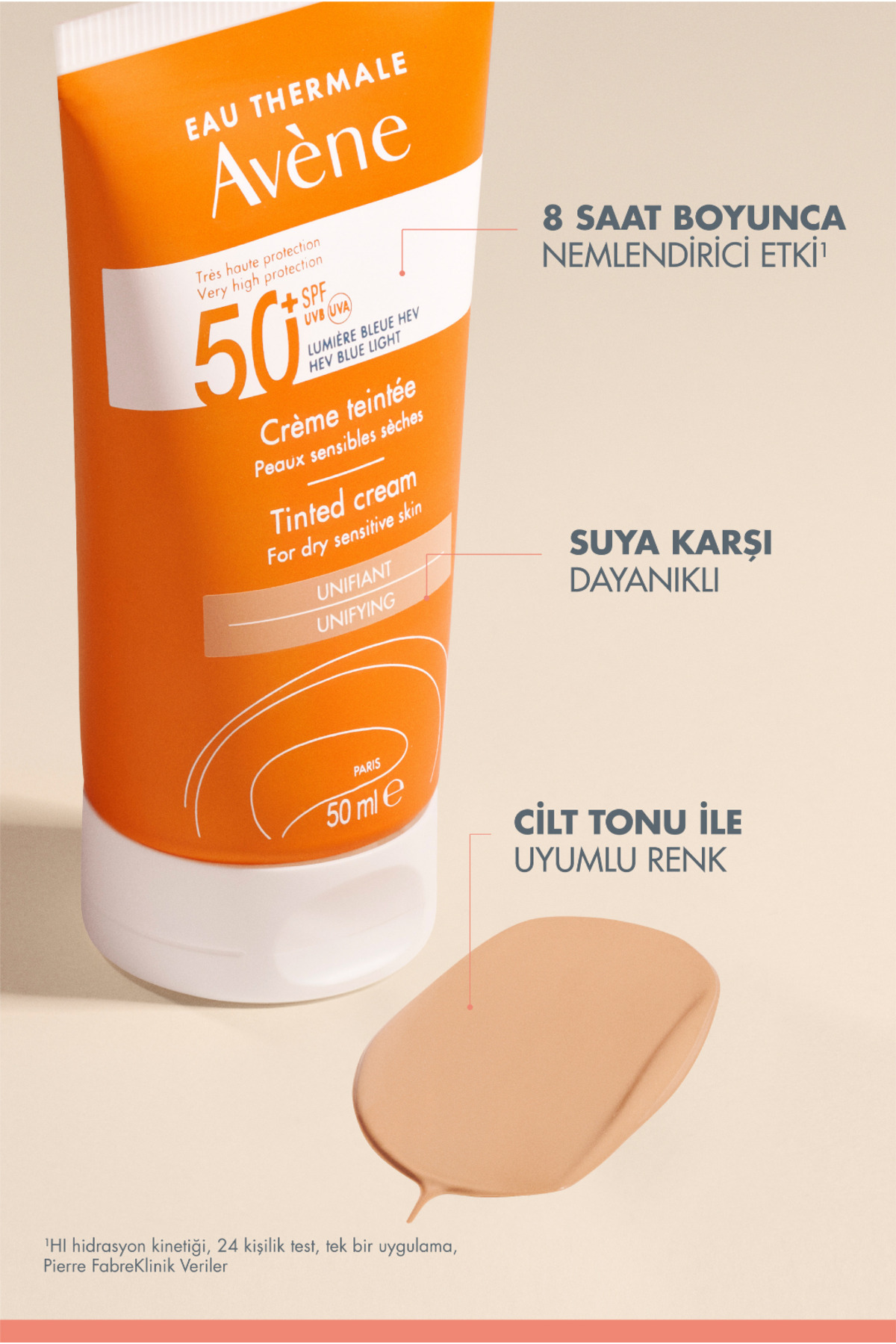 Avene Cream Spf 50+ Kuru Ciltler İçin Yüksek Korumalı Renkli Güneş Krem