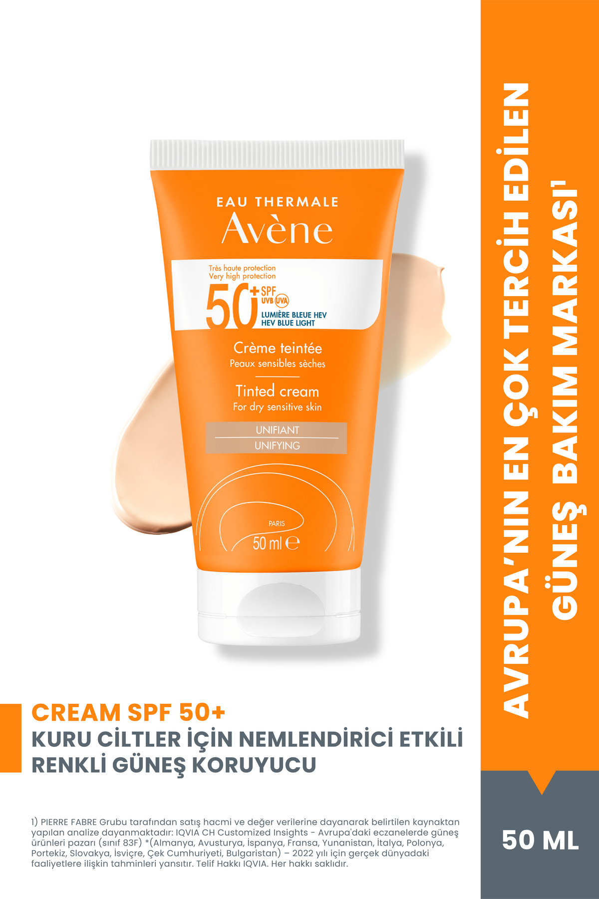 Avene Cream Spf 50+ Kuru Ciltler İçin Yüksek Korumalı Renkli Güneş Krem