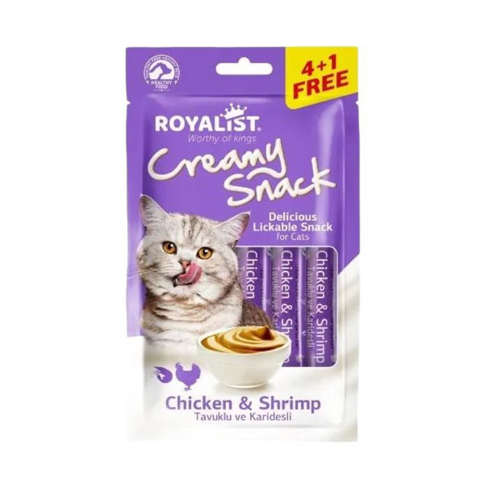 Royalist Creamy Snack Tavuklu Ve Karidesli Kedi Ödül Maması 5X15 Gr