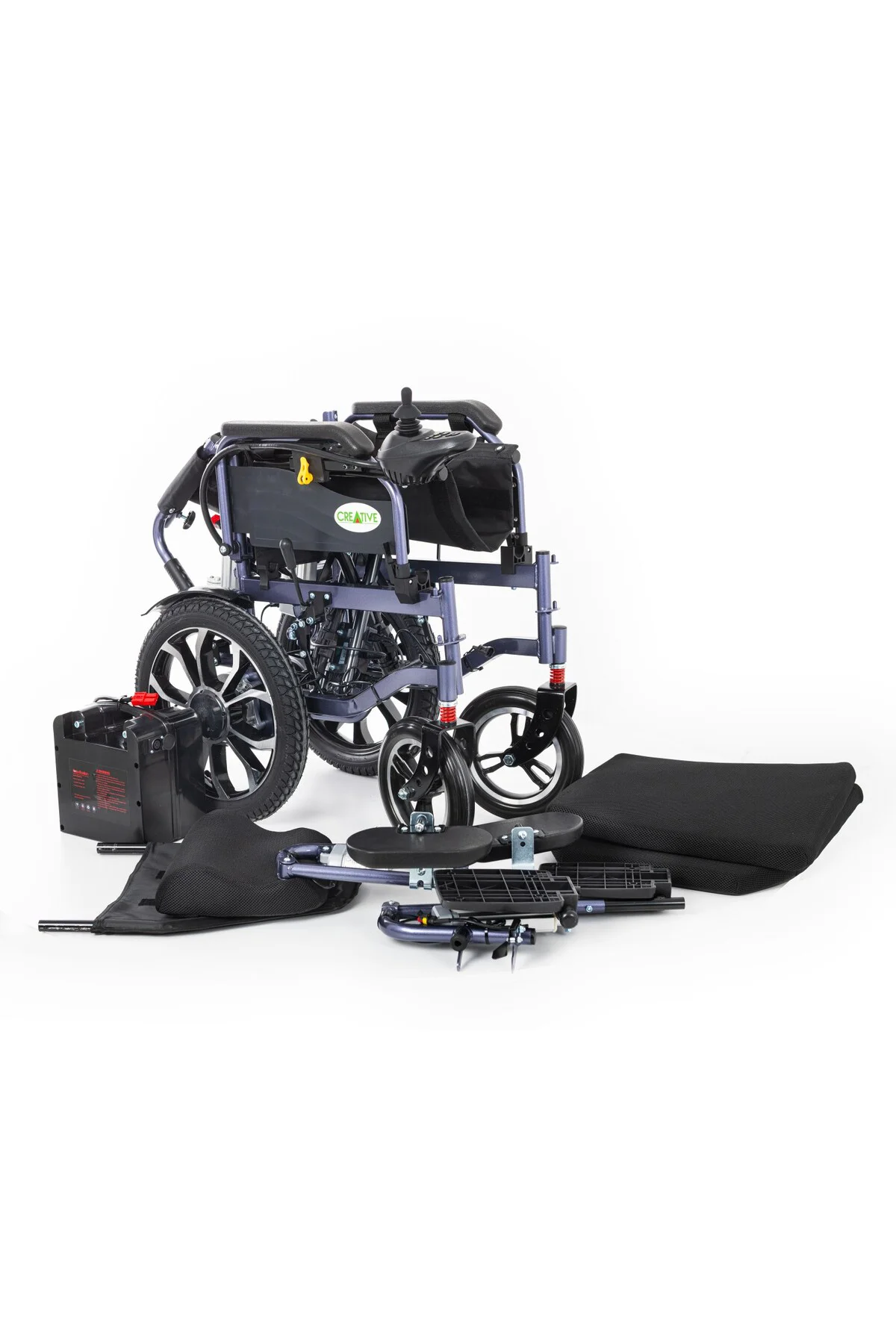 Creative CR-8012 Akülü Tekerlekli Sandalye KUMANDALI MİNDER HEDİYELİ Motorlu Sırtı Yatar, Motorlu Ayakları Kalkar