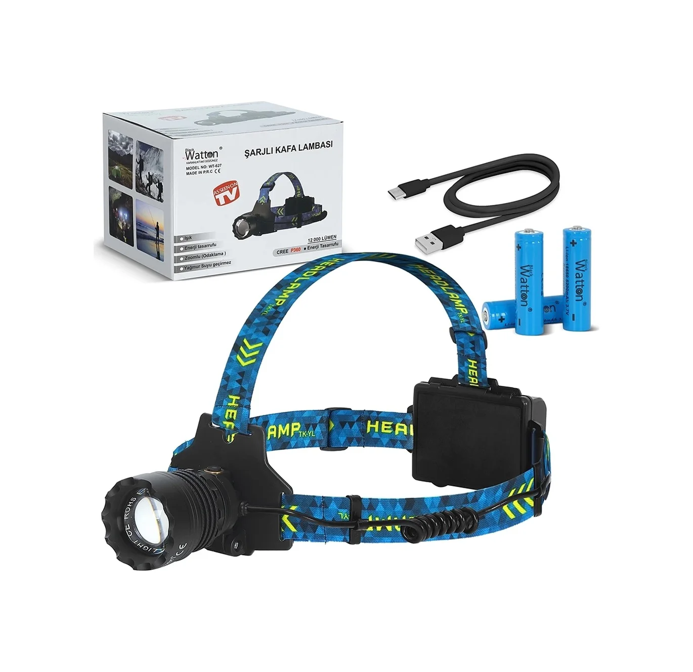 Cree P360 - 12,000 Lümen Şarjlı Kafa Lambası Wt-627 Diğer