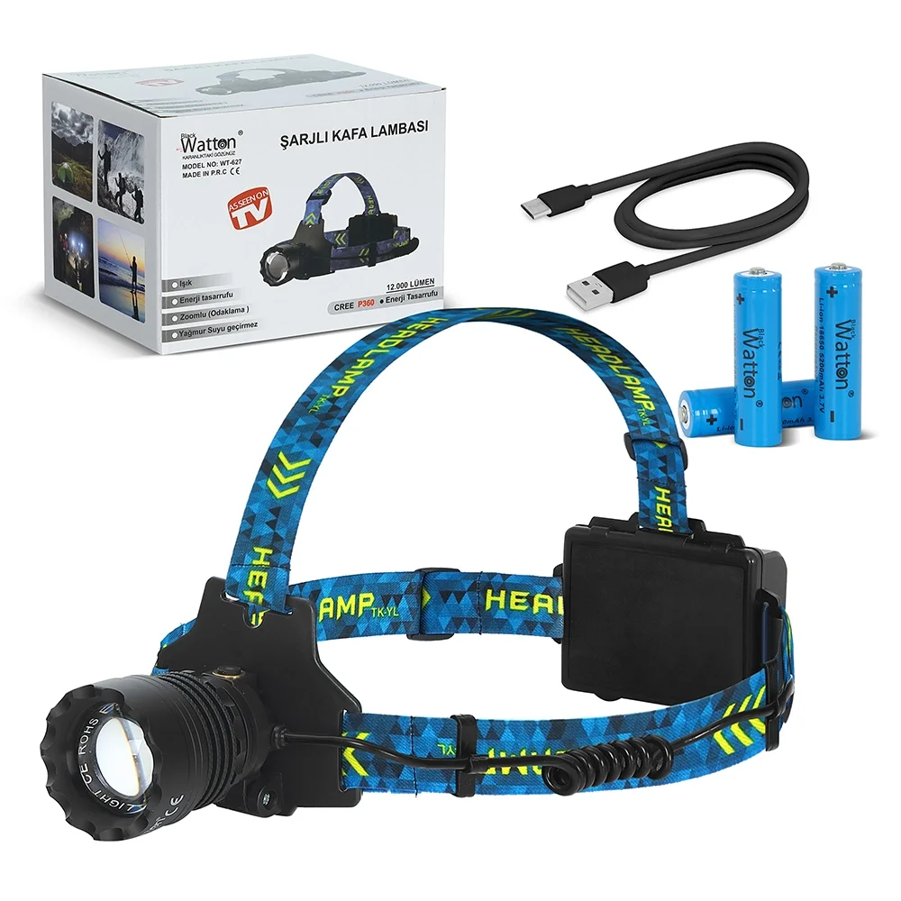Cree P360 12.000 Lümen Şarjlı Kafa Lambası Wt-627
