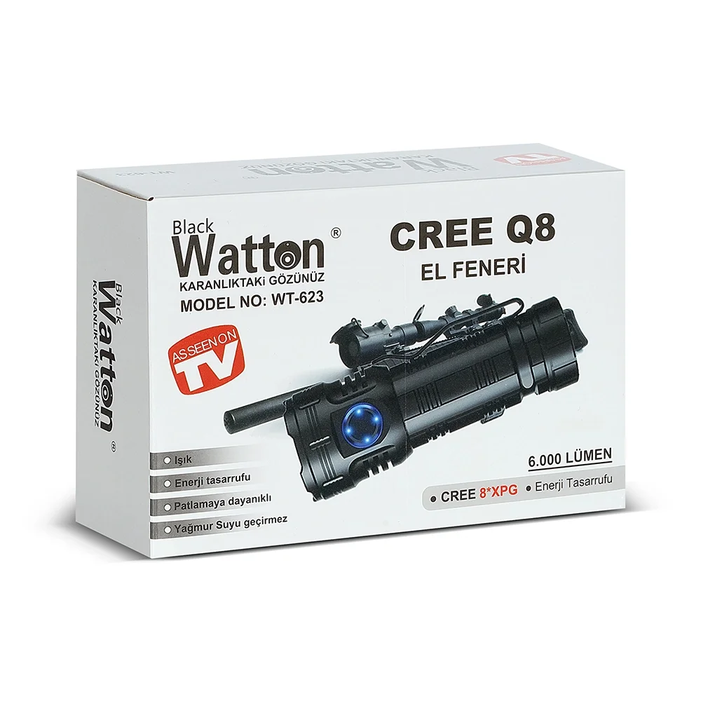 Cree Q8- XQg 8+1 Led Şarjlı El Feneri Wt-623 Cree Q8- XQg 8+1 Led Şarjlı El Feneri Wt-623