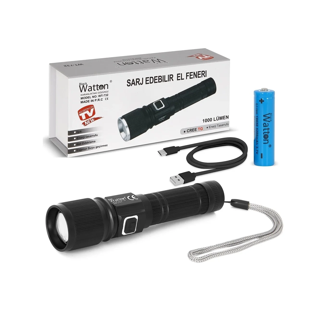 Cree Tg Led 1000 Lümen Göstergeli Fonksiyonel El Feneri Wt-732 Di Cree Tg Led 1000 Lümen Göstergeli Fonksiyonel El Feneri Wt-732 Di