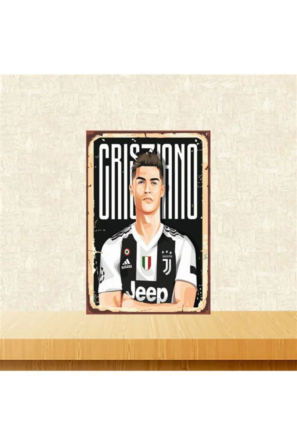 Cristiano Ronaldo Tasarımlı Retro Ahşap Tablo Tkfx5877 20-30 Cm