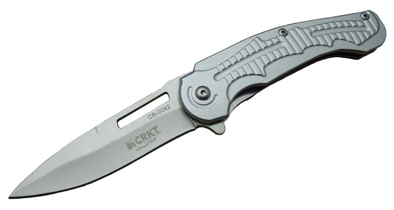 Evimdeyokyok Crkt Cr 0062 Gri Oluklu Kamp Çaki 17,5 Cm - Otomatik, Kilifli, Ku