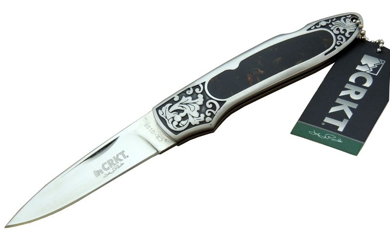 CRKT CR 0128 KHV Kamp Çakı 18 cm - Metal Desenli Sap, Kılıflı, Ku