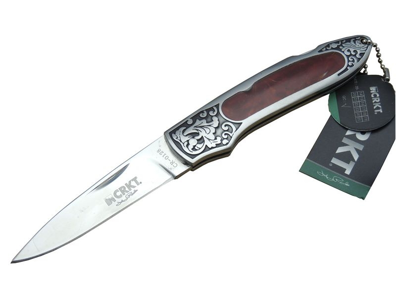 CRKT CR 0128 RD Kamp Çakı 18 cm - Metal Desenli Sap, Kılıflı, Kut