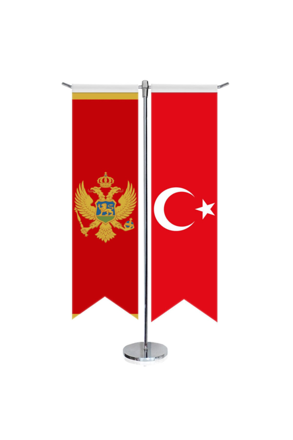 Crna Gora Karadağ Bayrağı Ve Türkiye-kırlangıç-saten T Direk 2li