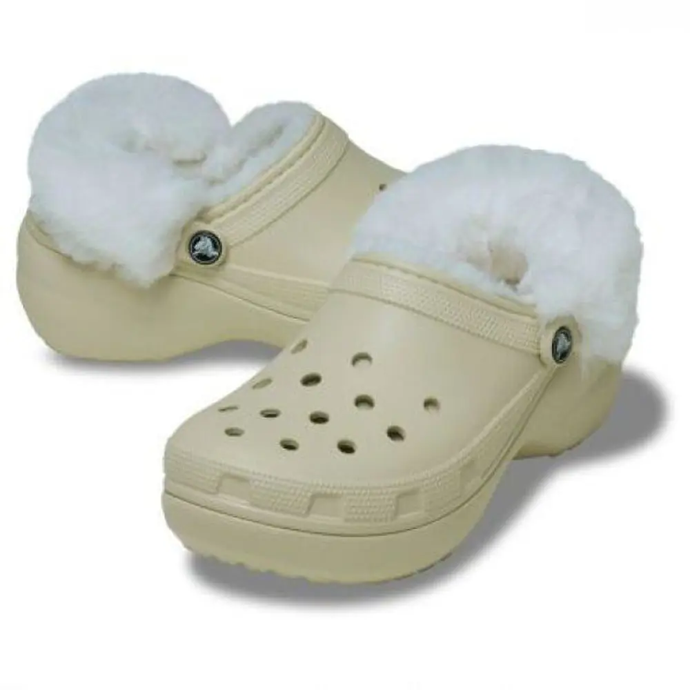 Crocs Classic Platform Fuzz Lined Clog Bone Terlik 212854_2Y2