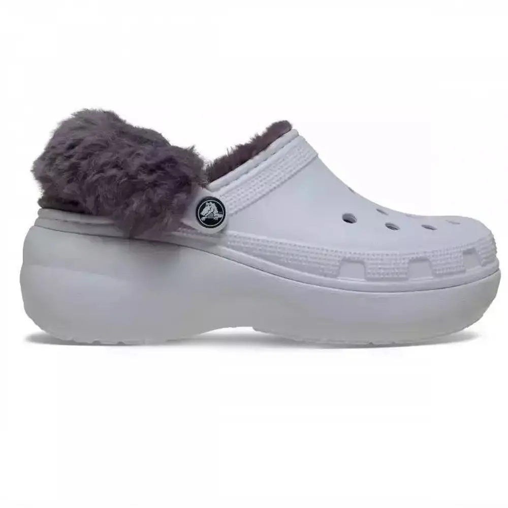 Crocs Classic Platform Fuzz Lined Clog Frosted Grape Terlik 21285