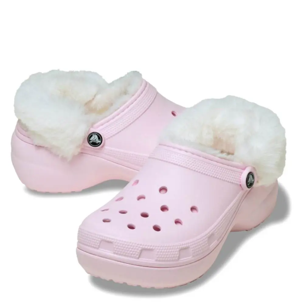 Crocs Classic Platform Fuzz Lined Clog Pink Milk Terlik 212854-6Z