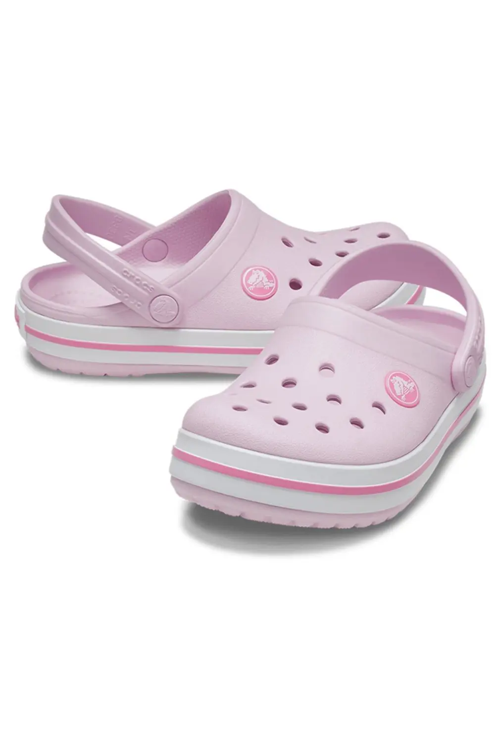 CROCS Crocband Clog Çocuk Pembe Kenarı Pembe Çizgili Terlik / San CROCS Crocband Clog Çocuk Pembe Kenarı Pembe Çizgili Terlik / San