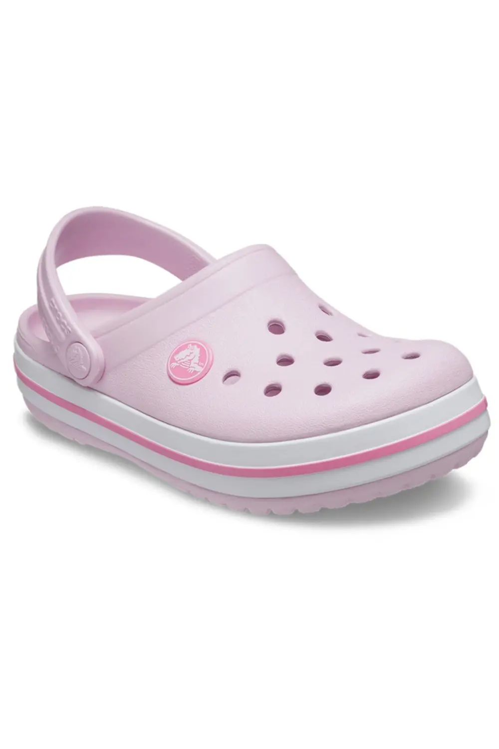 CROCS Crocband Clog Çocuk Pembe Kenarı Pembe Çizgili Terlik / San CROCS Crocband Clog Çocuk Pembe Kenarı Pembe Çizgili Terlik / San