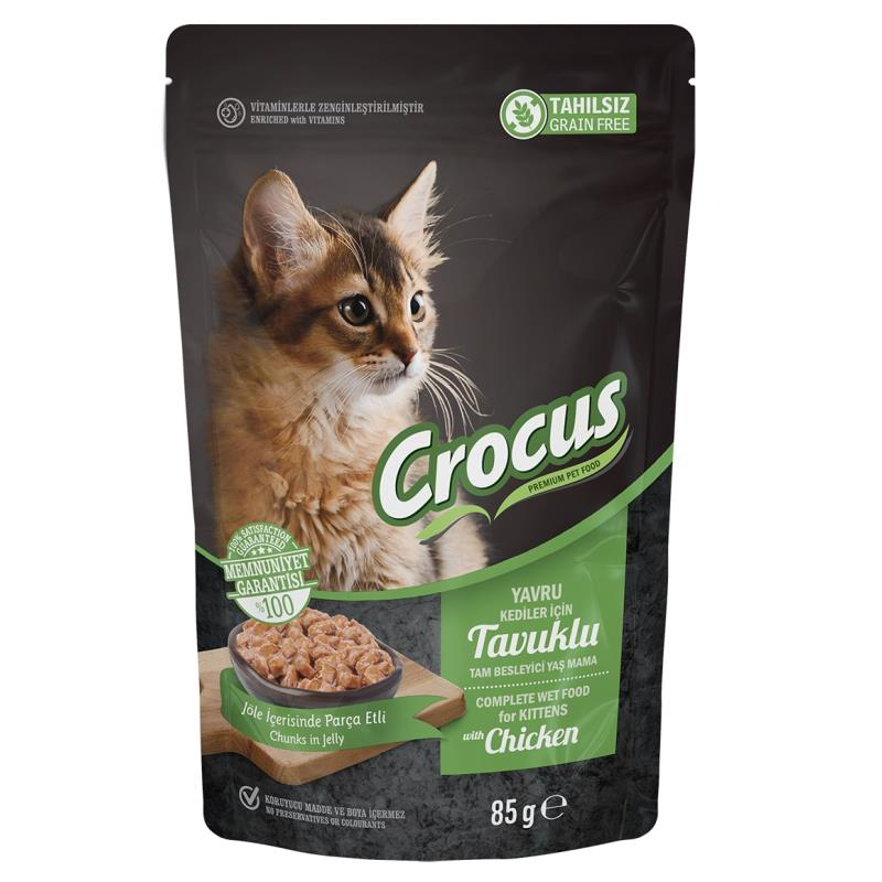Crocus Tahılsız Yavru Kedi Tavuklu Pouch Jöleli Yaş Mama 85 Gr Crocus Tahılsız Yavru Kedi Tavuklu Pouch Jöleli Yaş Mama 85 Gr