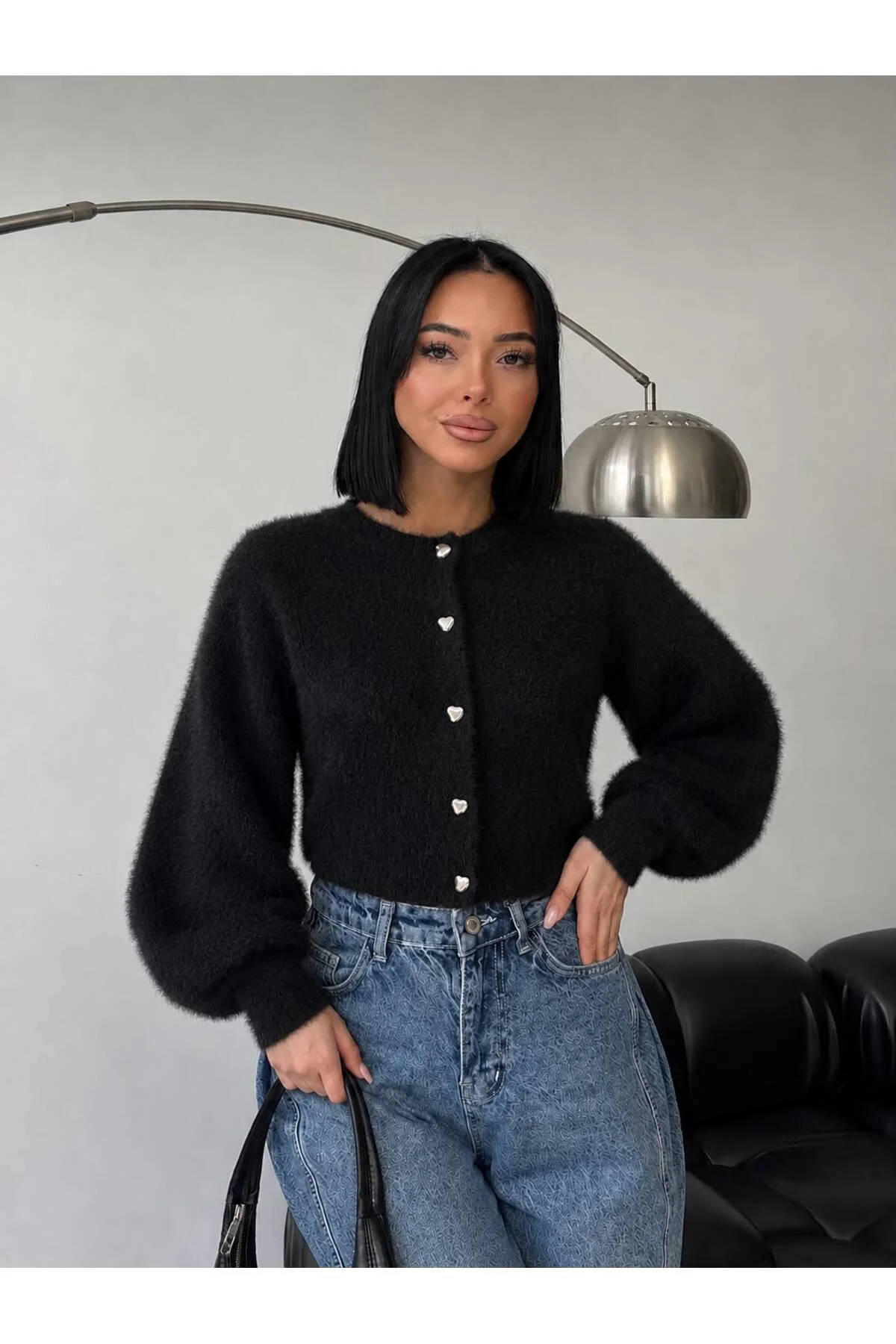 Crop Balon Kol Sakal Hırka