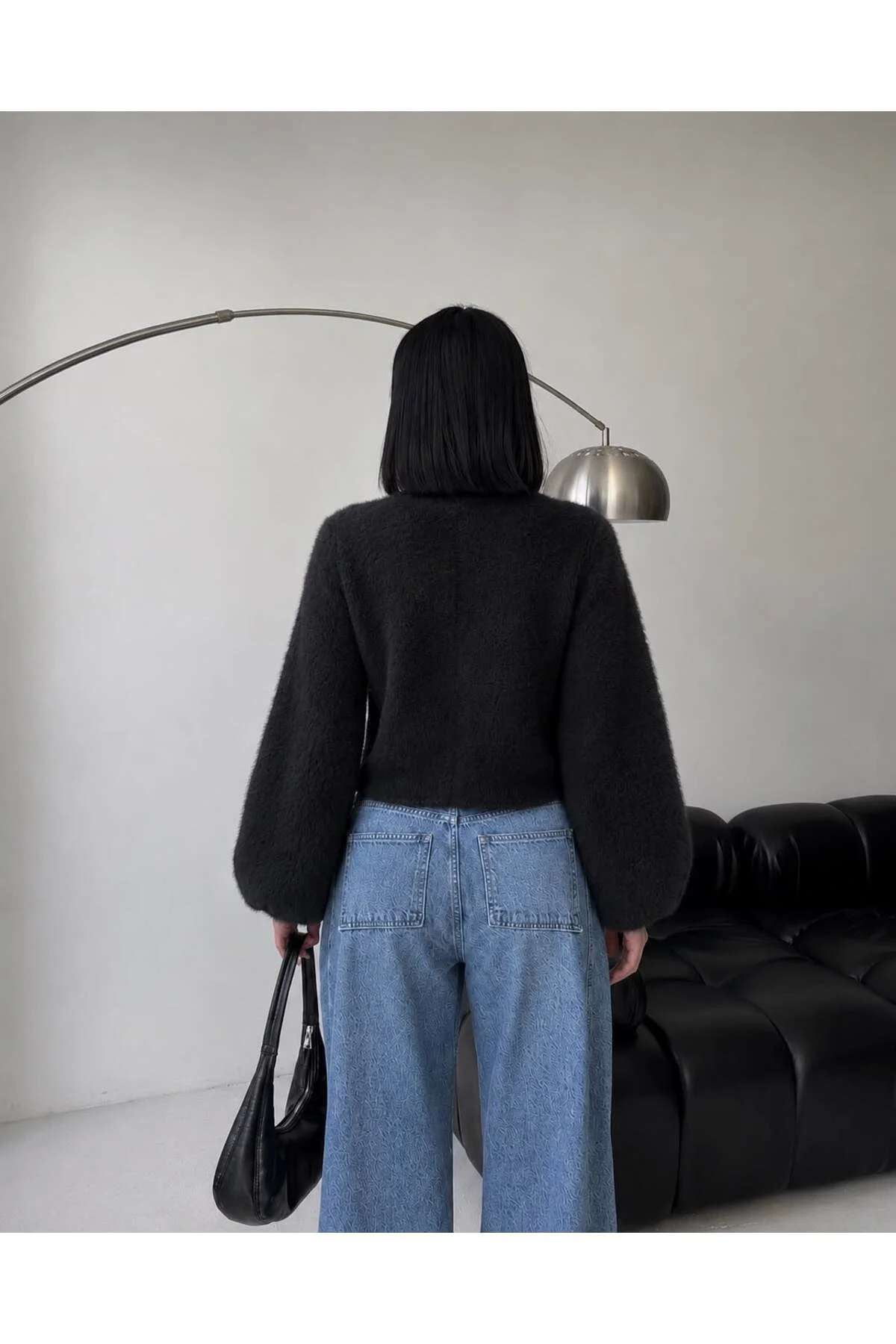 Crop Balon Kol Sakal Hırka