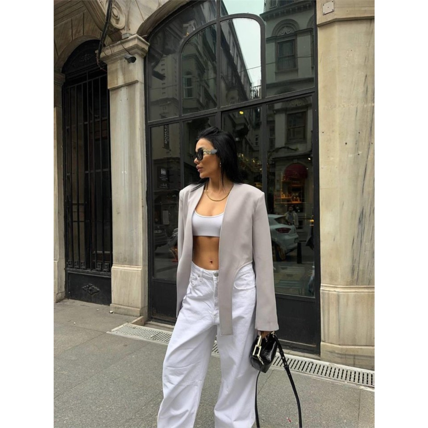 CROP CEKET BAĞLAMA KUYRUKLU - Gri