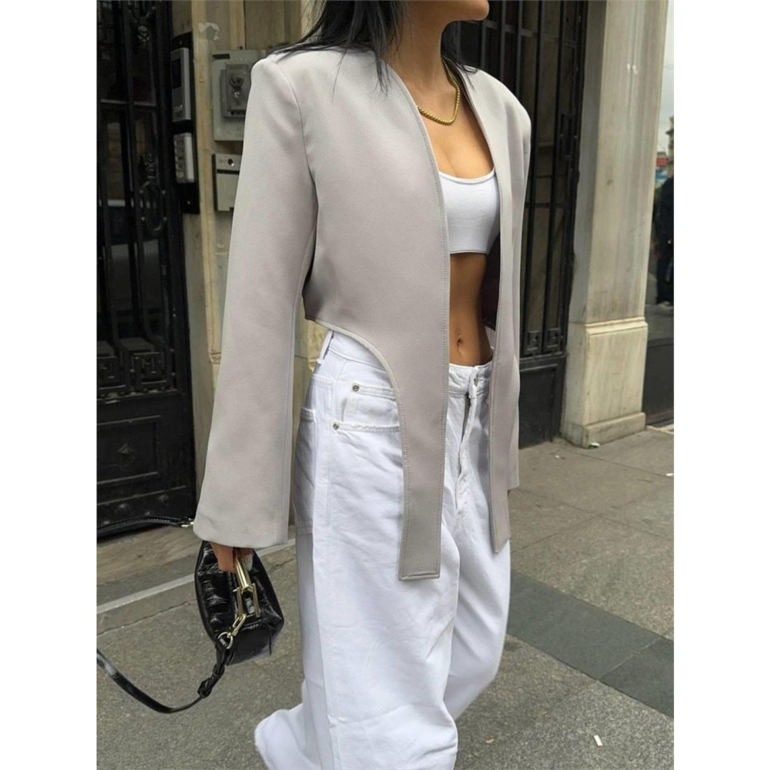 CROP CEKET BAĞLAMA KUYRUKLU - Gri