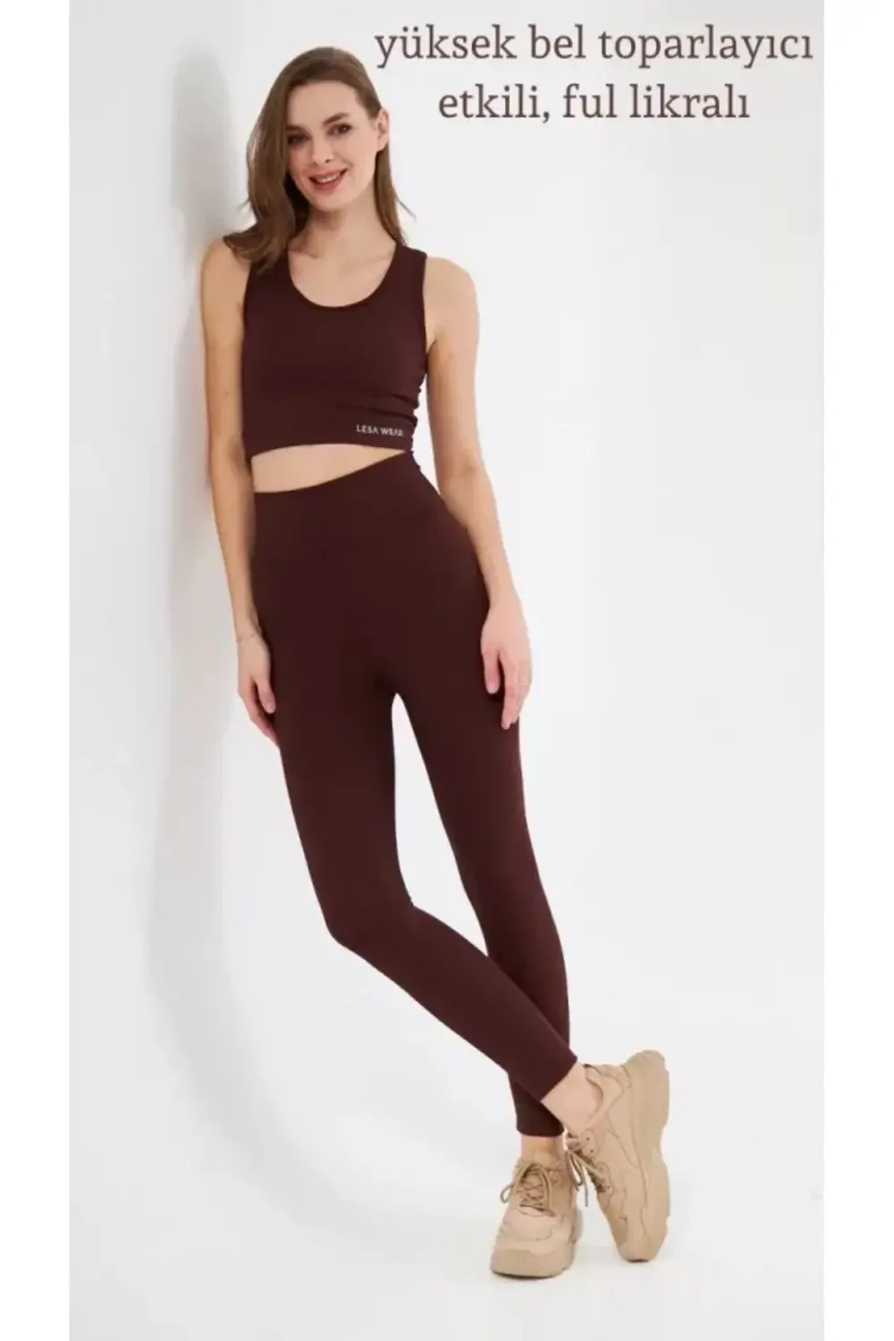 Crop Tayt İkili Spor Takımı - Bordo