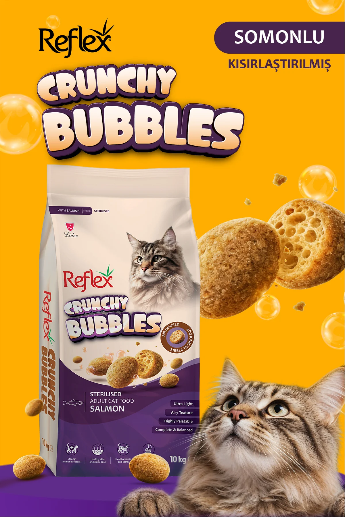 Crunchy Bubbles Kısırlaştırılmış Somonlu Yetişkin Kedi Maması 10 kg Fiyatı, Yorumları ve Özellikleri