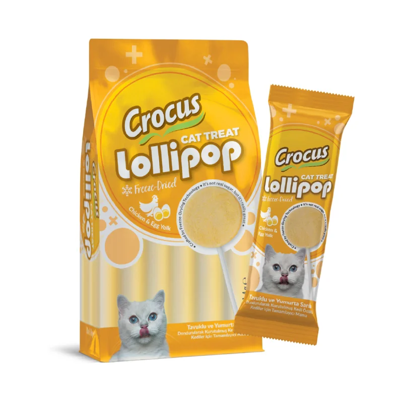 Crus Tuklu Ve Yumurta Sarılı Kedi Lolipop 10 lu paket ( 10x1,4 gr )
