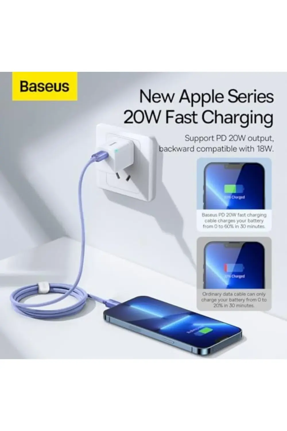 Crystal 20W Type-C to Lightning Kablo 1.2m-Mor 1181191