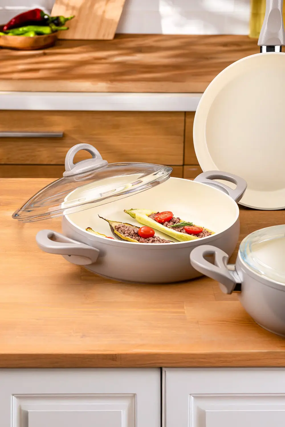 Crystal 7 Parça Güveç Seti Bej