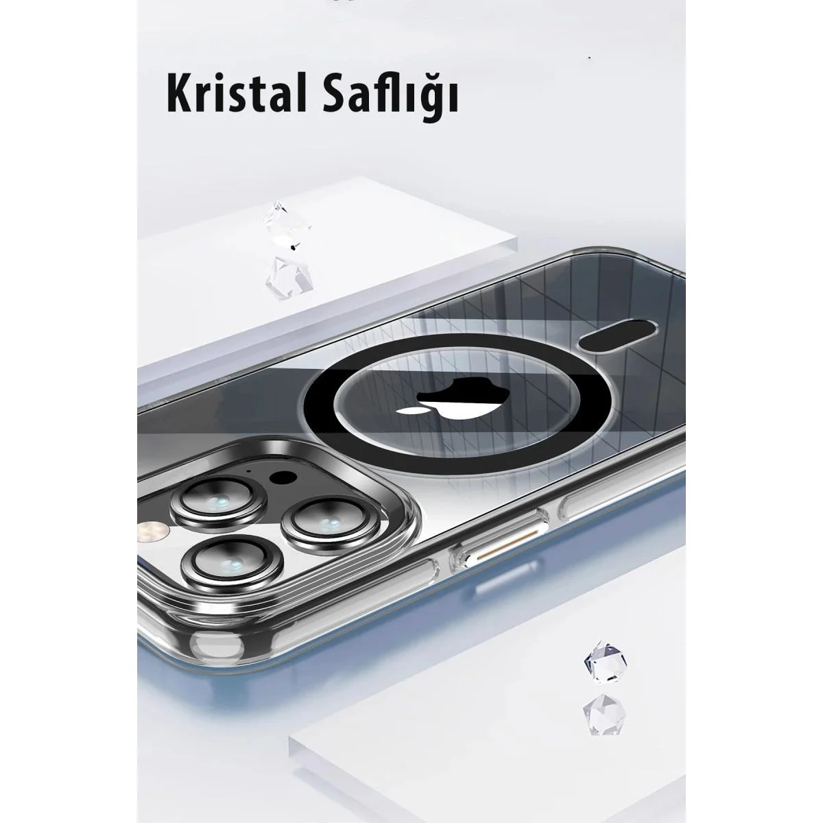 Crystal Magsafe iPhone 14 Pro ile Uyumlu Şeffaf Kılıf - Siyah Fiyatı, Yorumları ve Özellikleri