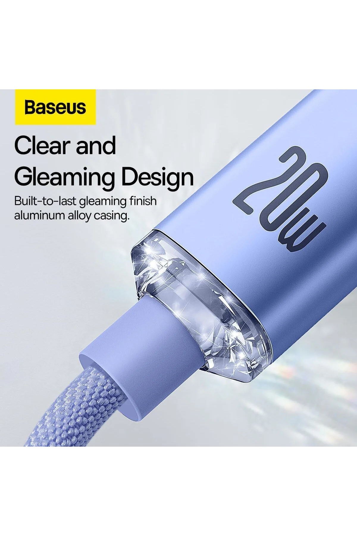 Crystal Shine 20W Type-C to Lightning Kablo 1.2m-Mor Crystal Shine 20W Type-C to Lightning Kablo 1.2m-Mor