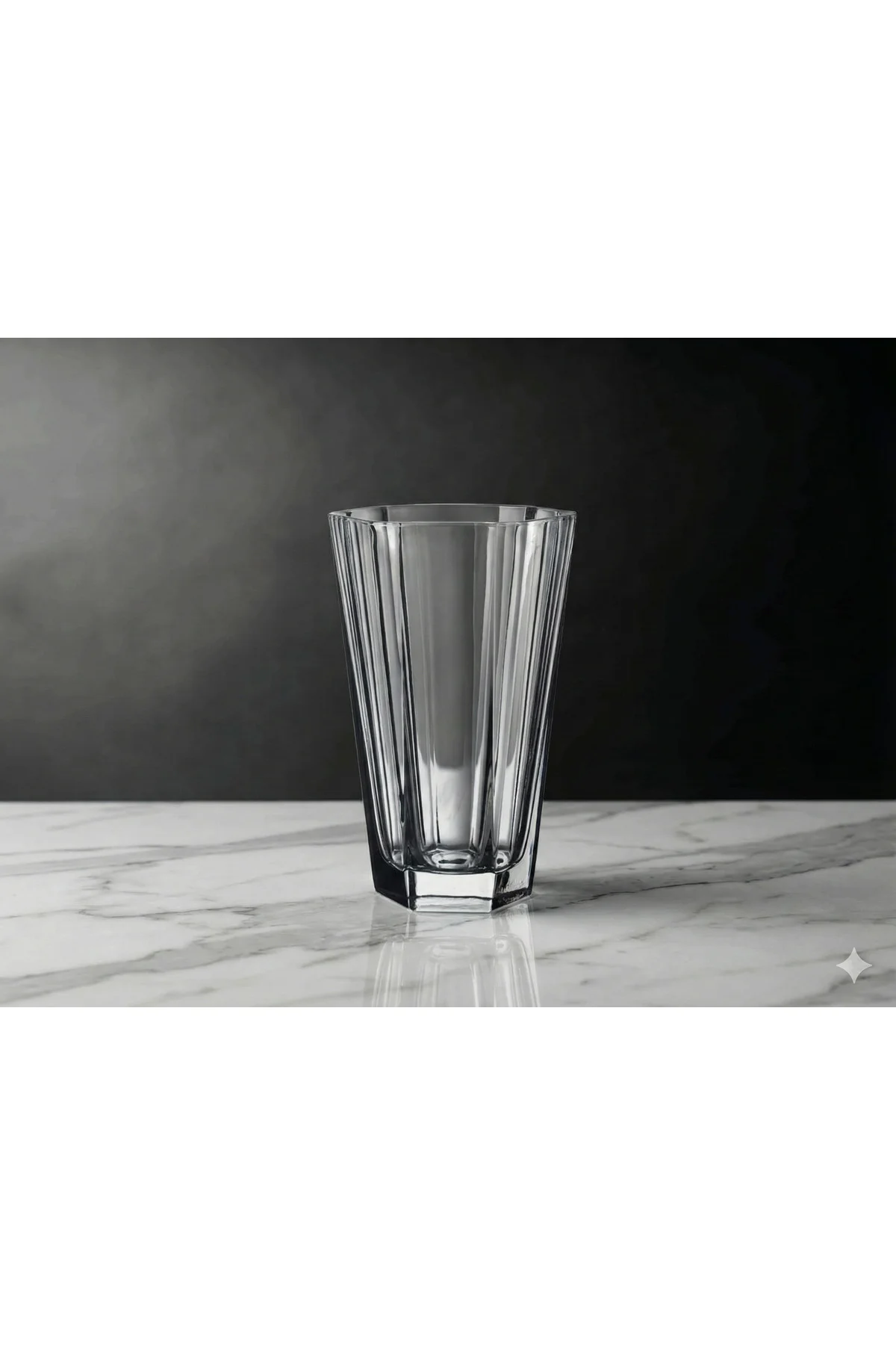 Crystallin Reflection Vazo 25 cm - Modern Kesim Kristal Cam Dekor Crystallin Reflection Vazo 25 cm - Modern Kesim Kristal Cam Dekor