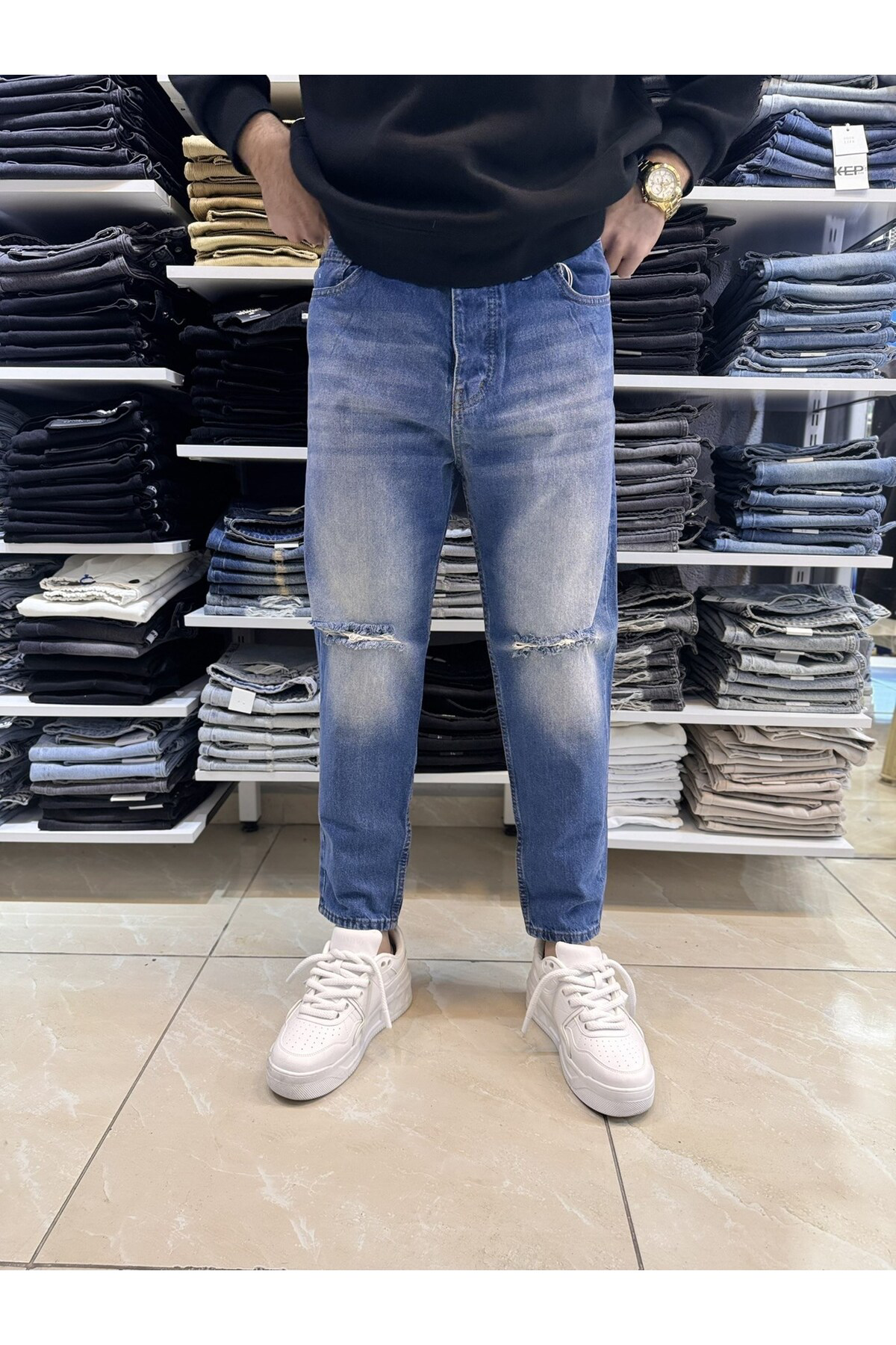 Csl Diz Yırtık Boyfriend Jean
