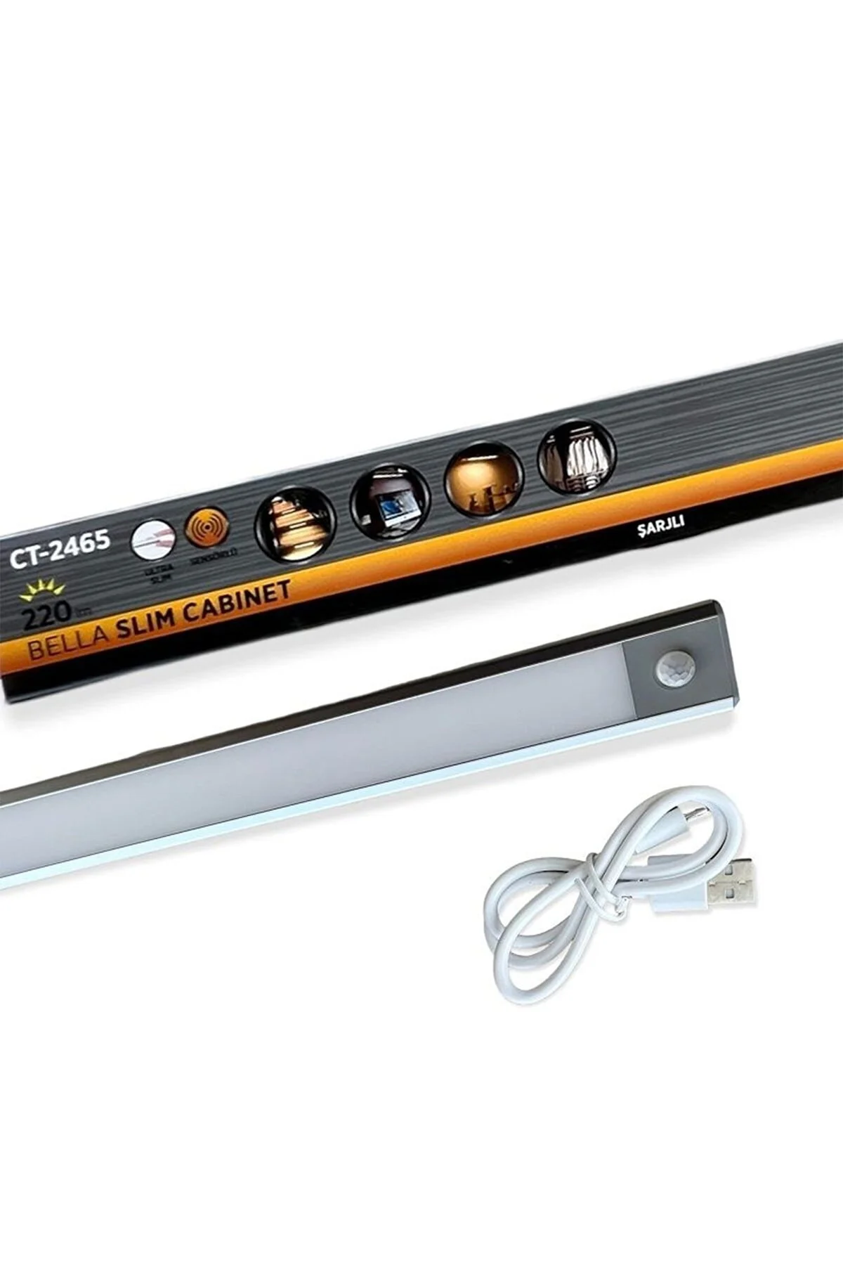 Ct 2464 Ledli Yatay Bant Armatür (40 Cm Bella Cabınet Usb Şarzlı-
