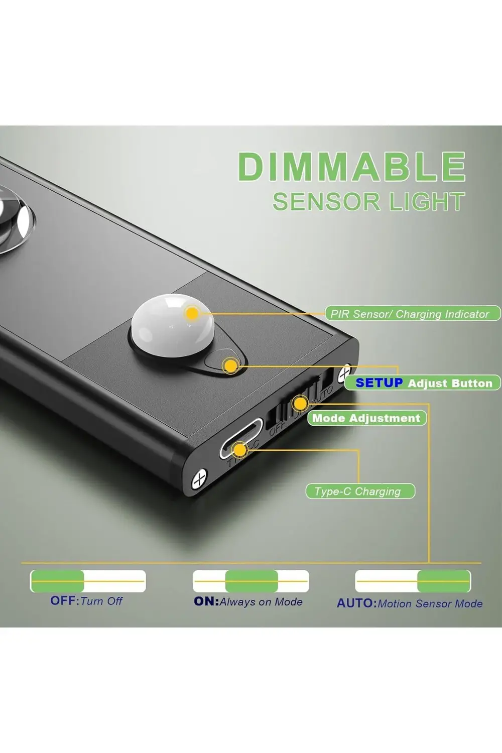 CT-2464 SENSÖRLÜ ŞARJLI DOLAP LAMBASI 40 CM 3200K-4000K-6400K