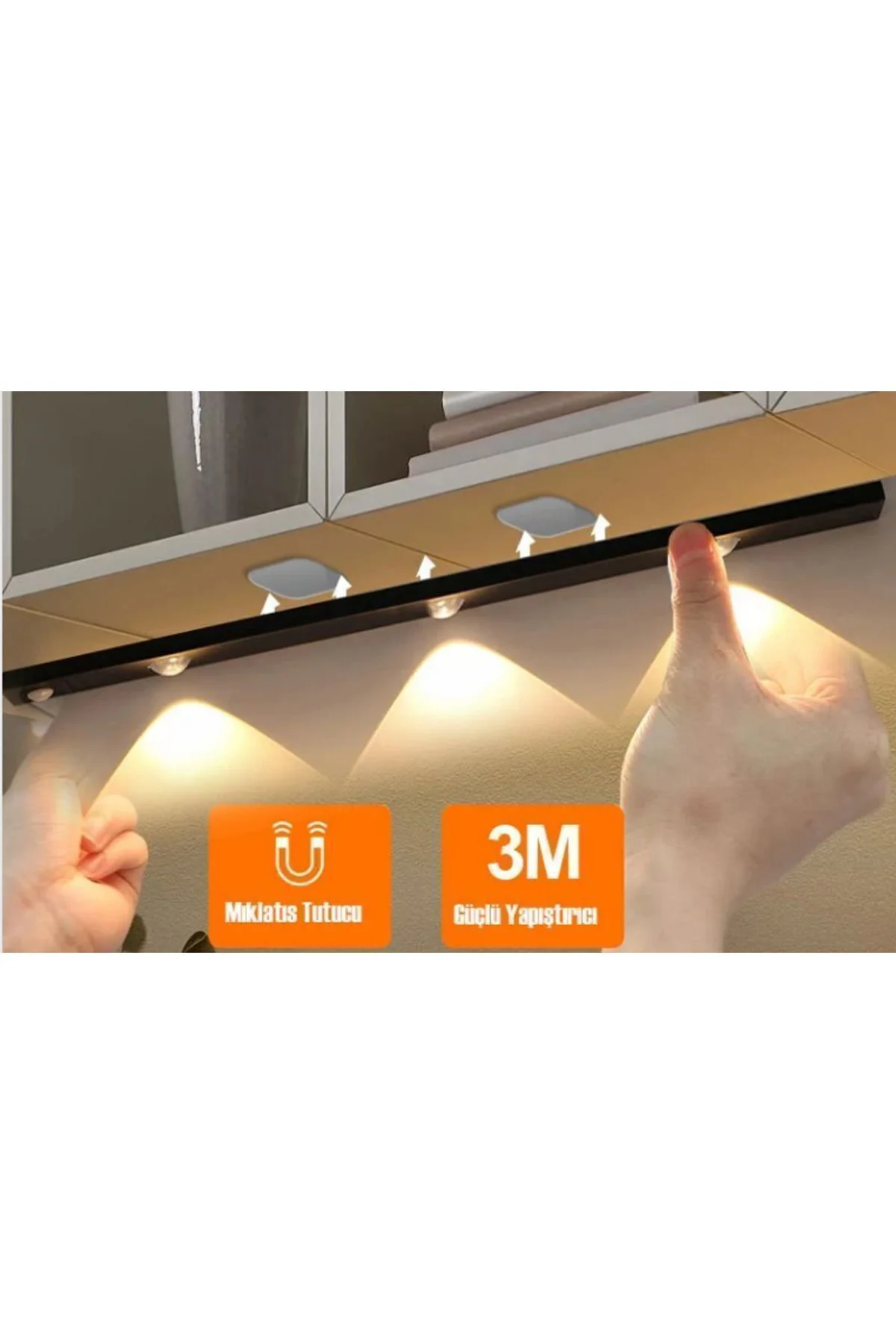 Ct 2464s 3w Şarjlı Led Sensörlü Dolap Içi Lamba 3 Renk Mod Siyah 