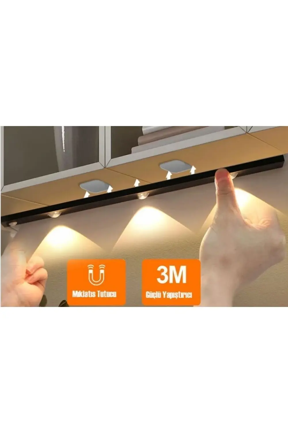 Ct 2464s 3w Şarjlı Led Sensörlü Dolap Içi Lamba 3 Renk Mod Siyah