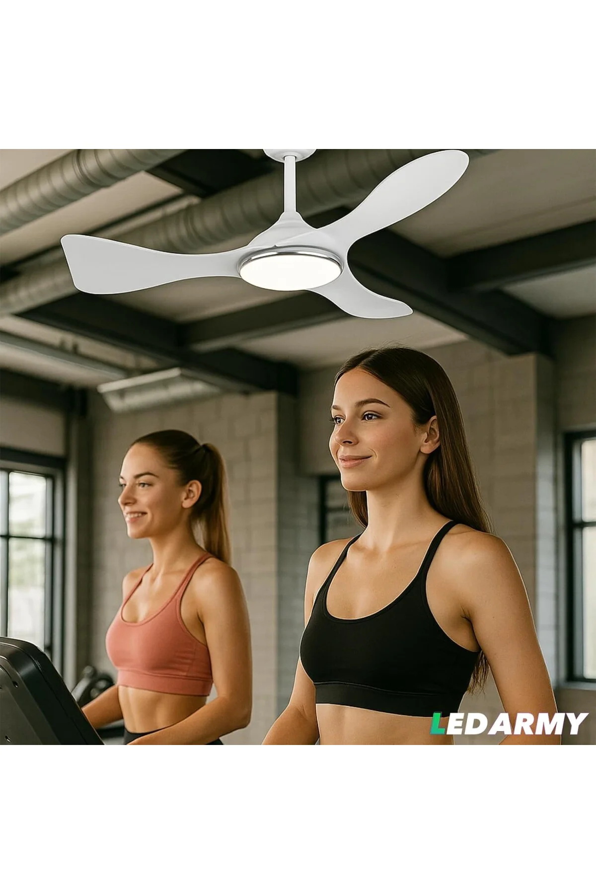 CT-3000 Modern Tavan Vantilatörü Beyaz LED Işıklı ve Uzaktan Kuma