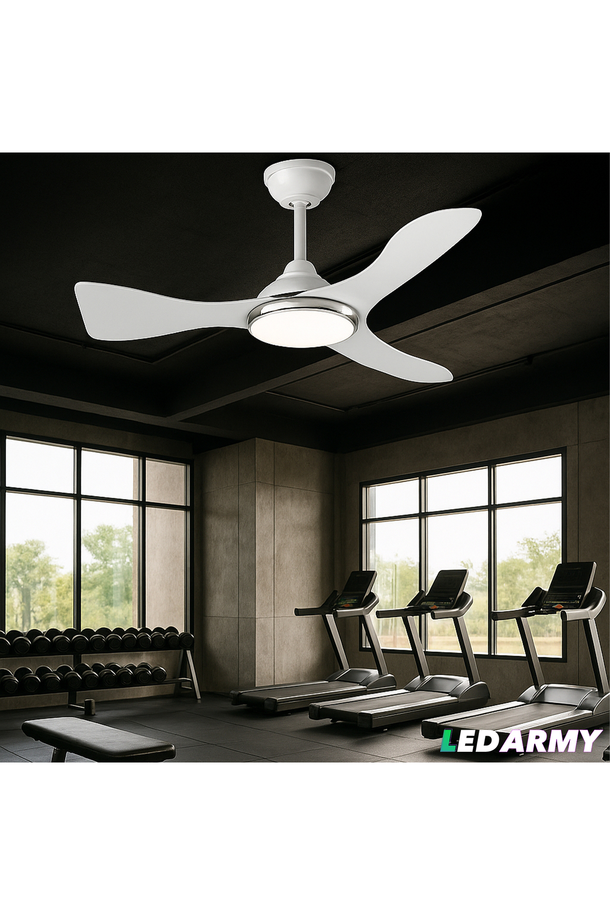 CT-3001 Modern Tavan Vantilatörü Siyah LED Işıklı ve Uzaktan Kuma