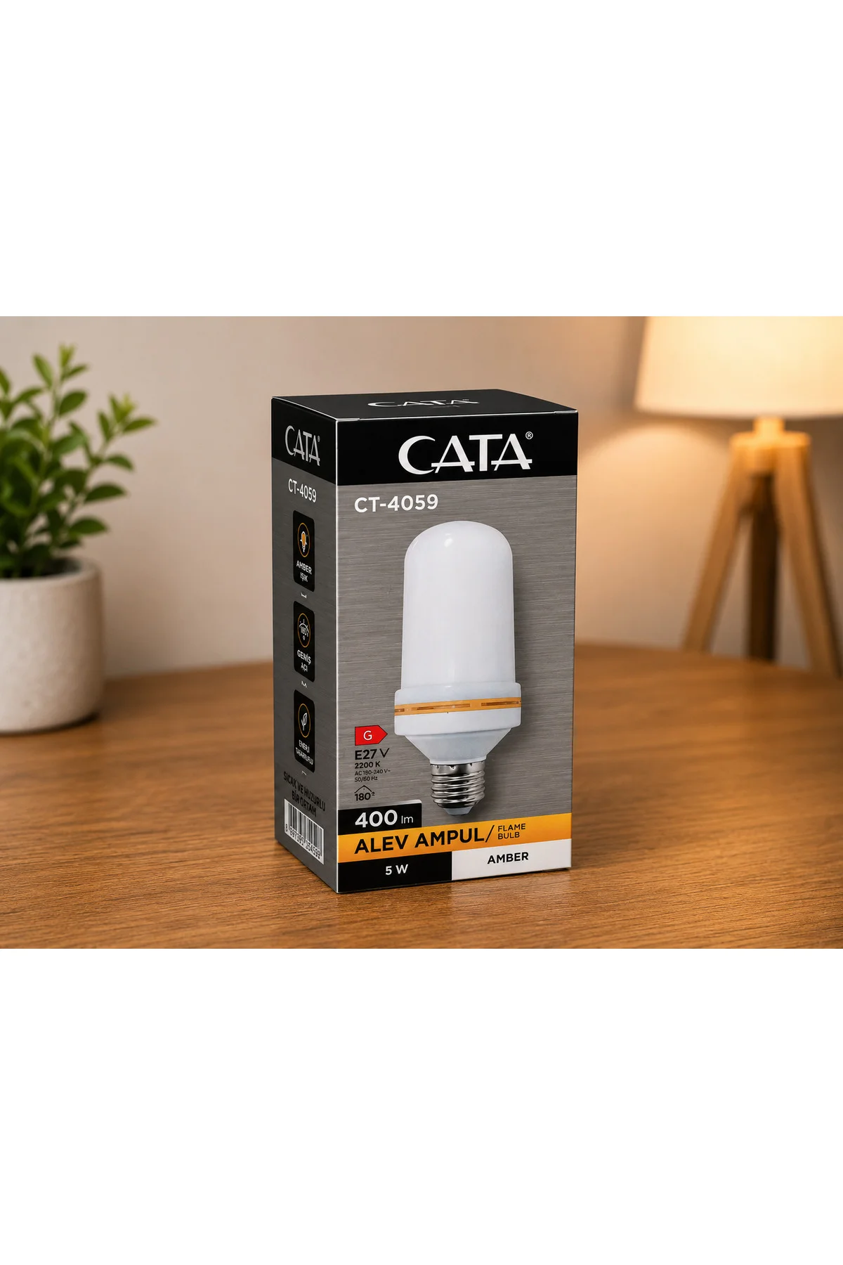 CT-4059 5W Amber Alev Ampul E27 Duy 2200K Dekoratif LED Ampul 400 lm CT-4059 5W Amber Alev Ampul E27 Duy 2200K Dekoratif LED Ampul 400 lm - Görsel 2