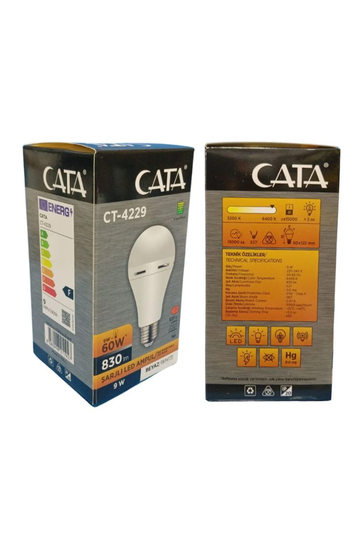 Ct-4229 9w 220v E27 Duylu Şarjlı Led Ampul Beyaz 5 Adet
