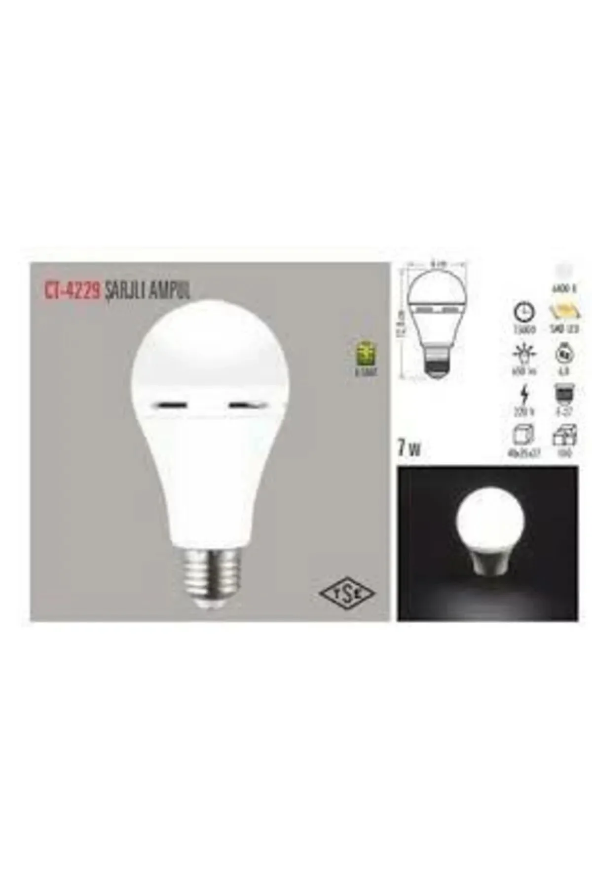 Ct-4229 9w Şarjlı Led Ampul (BEYAZ) 10'lu (PARLA)
