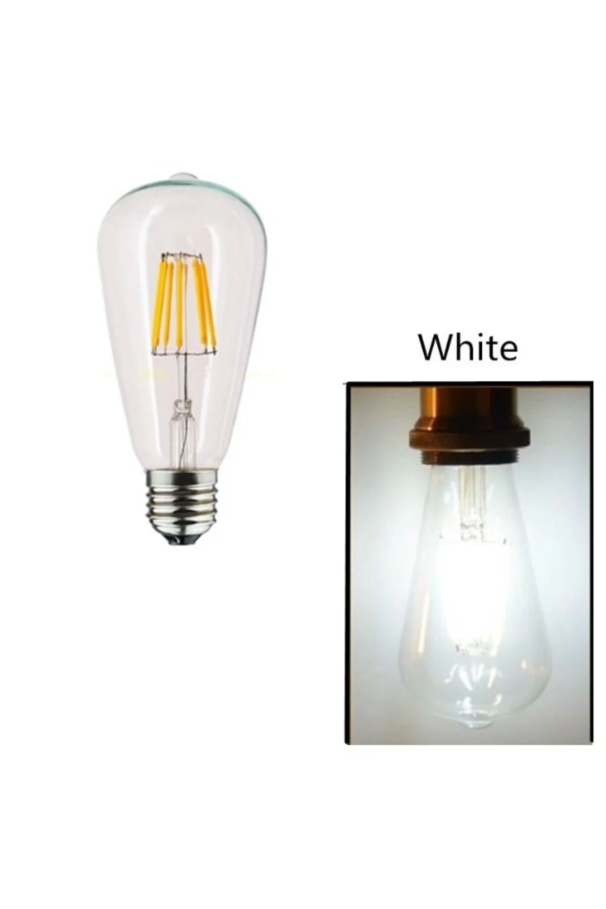 CT-4353 8W E27 Duyulu Rustik Edison Led Ampul Beyaz Işık 6400K - Görsel 2