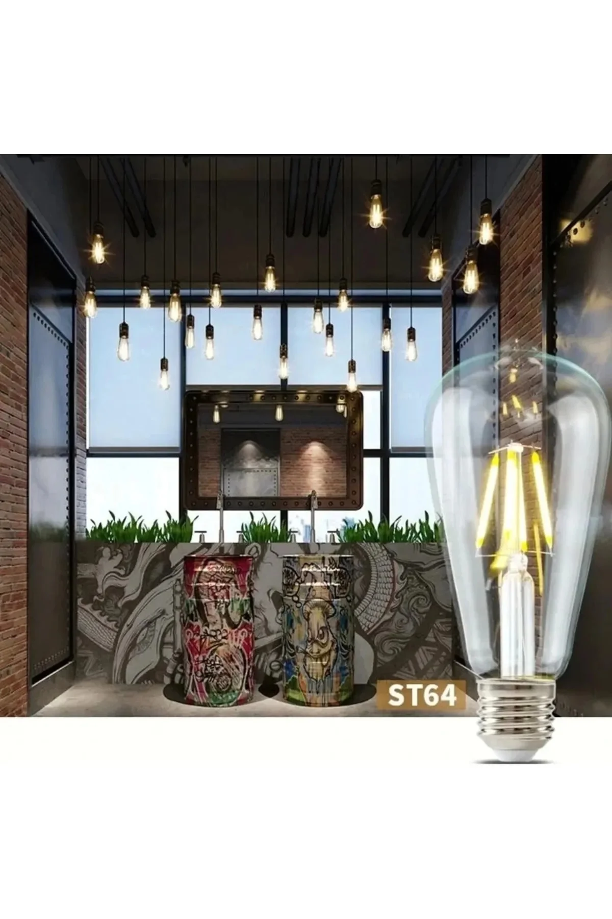 CT-4353 8W E27 Duyulu Rustik Edison Led Ampul Beyaz Işık 6400K - Görsel 3