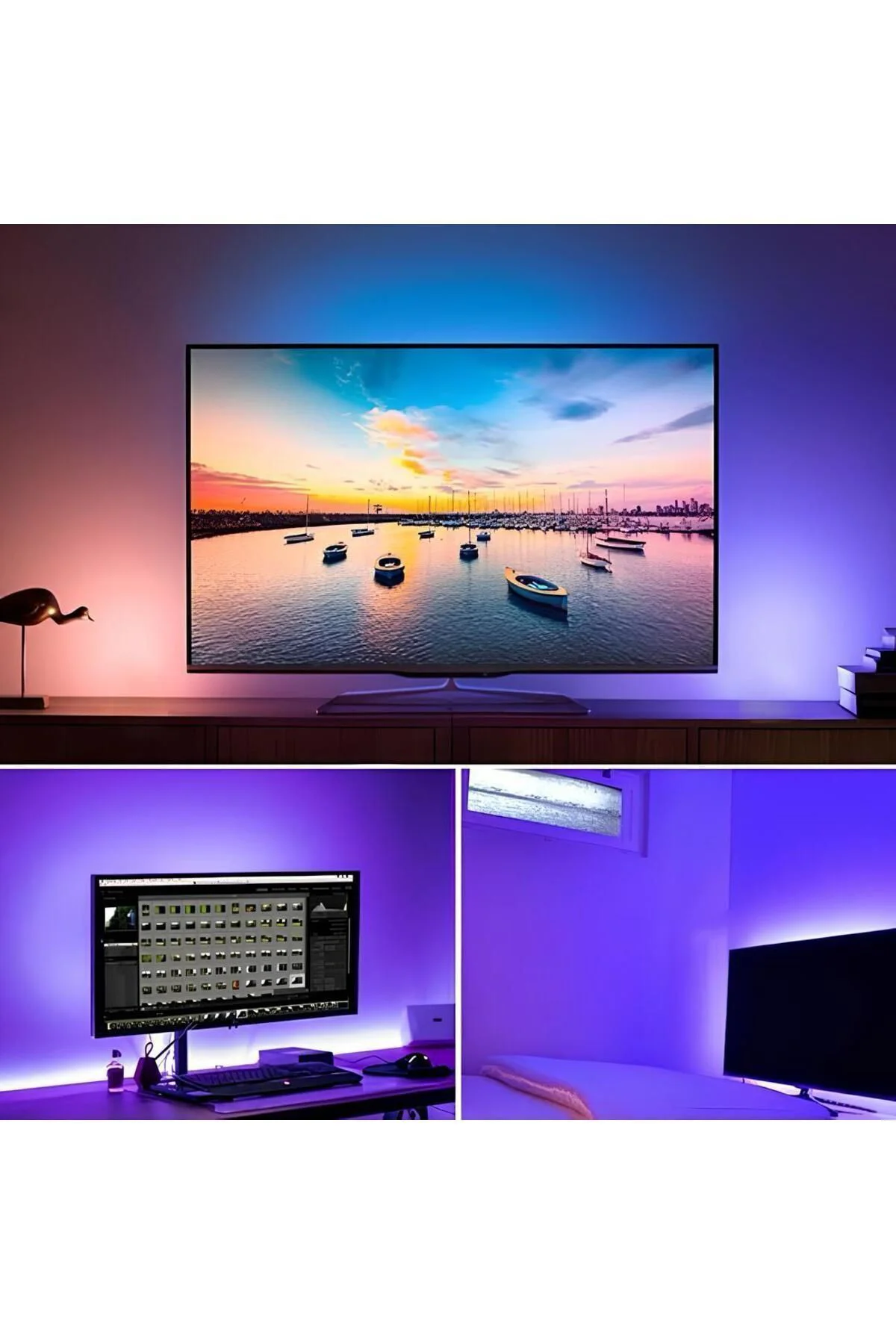 CT-4566 Televizyon Arkası RGB Şerit Led Seti ( USB ) 3 mt. kumand