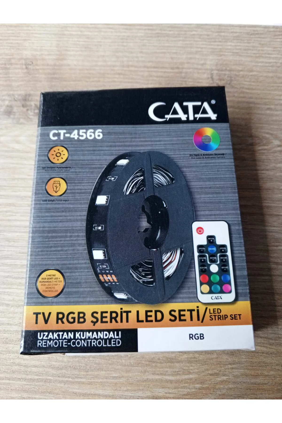 CT-4566 Televizyon Arkası RGB Şerit Led Seti ( USB ) 3 mt. kumand