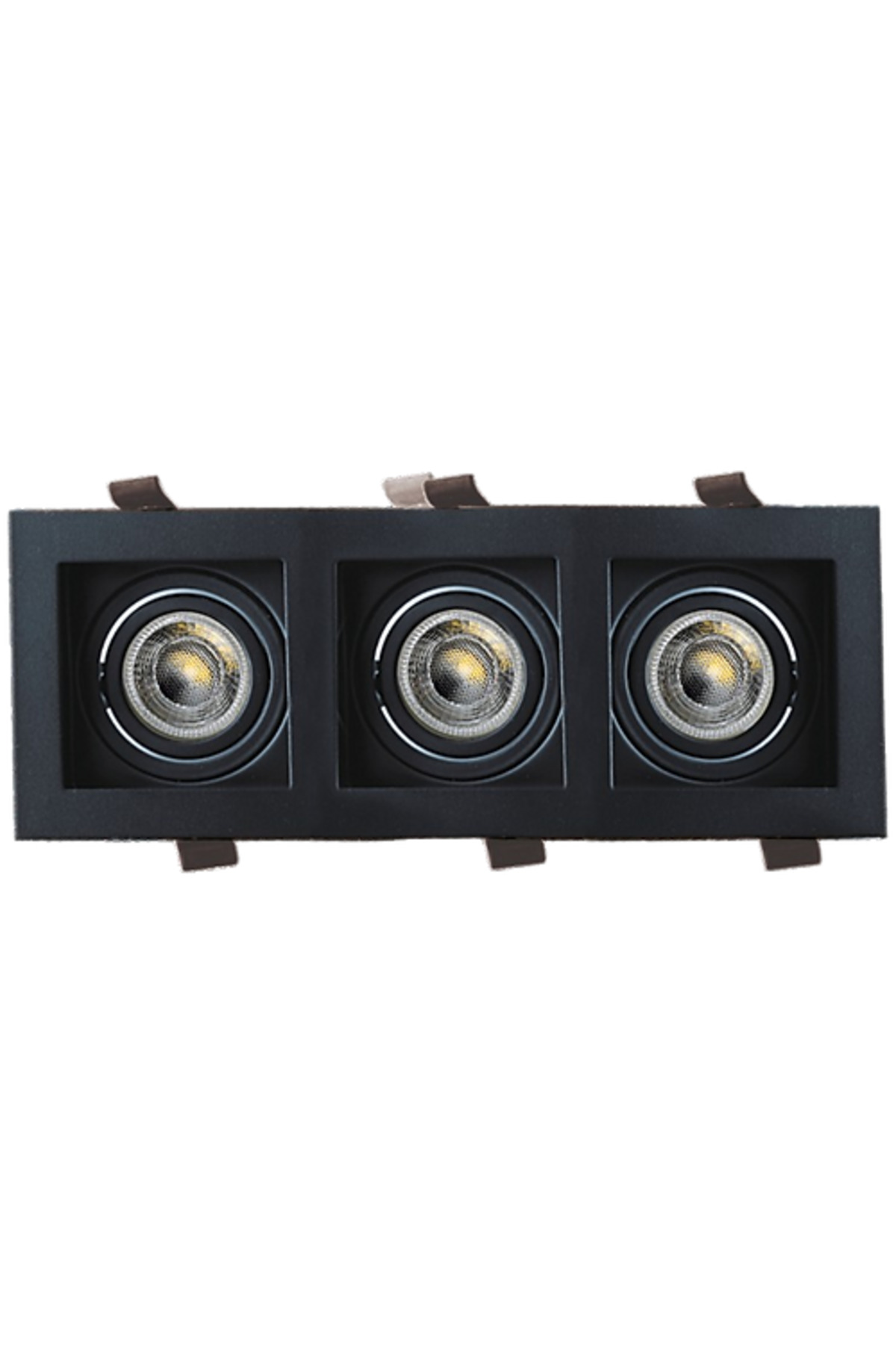 Ct-5020 Pars Kare Boş Spot Kasası Üçlü Siyah GU10 - (Ampulsüz)