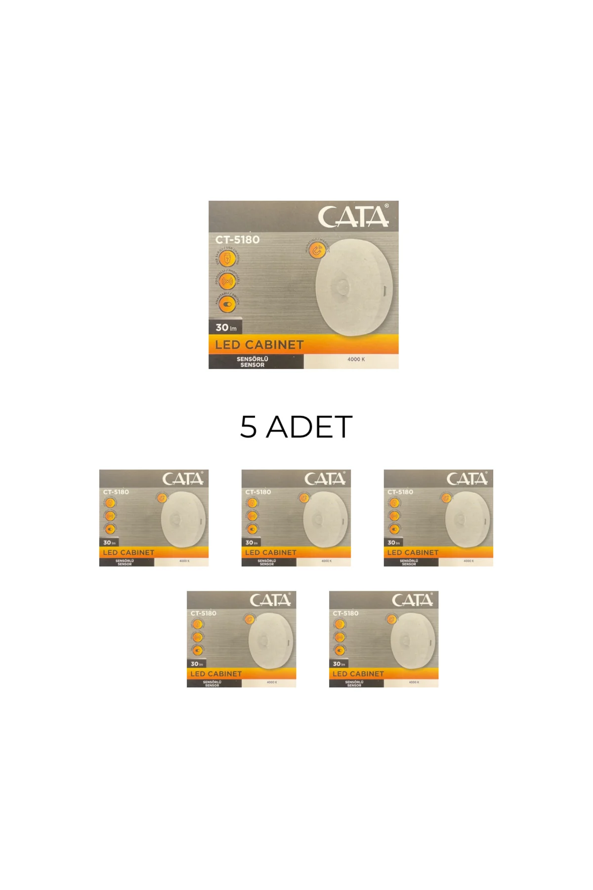 Ct-5180 Kablosuz Led Cabınet Mıknatıslı Sensörlü- 5’li Paket